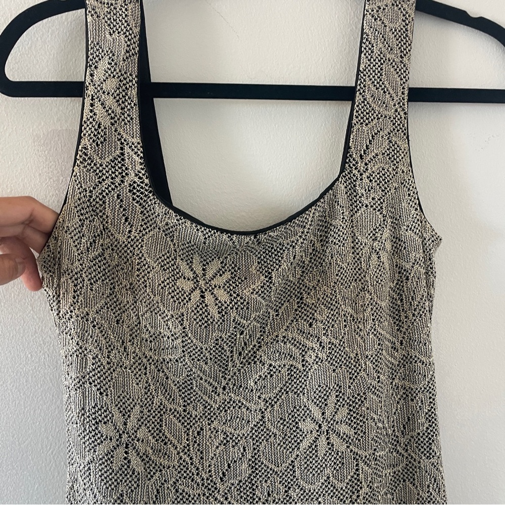 Vintage 90s Evening Dress: Black & Gold Lace